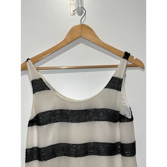 Alice + Olivia White Tank Top With Sequined Stripes Women's Size small - Picture 2 of 7